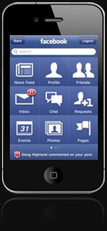 iPhone Facebook Application Development iphone running facebook app
